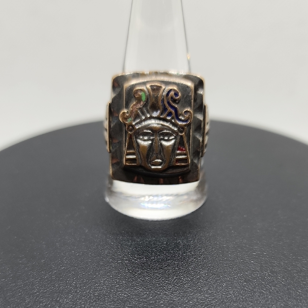 Vtg 1950s Mexico Mayan Aztec Warrior Ring